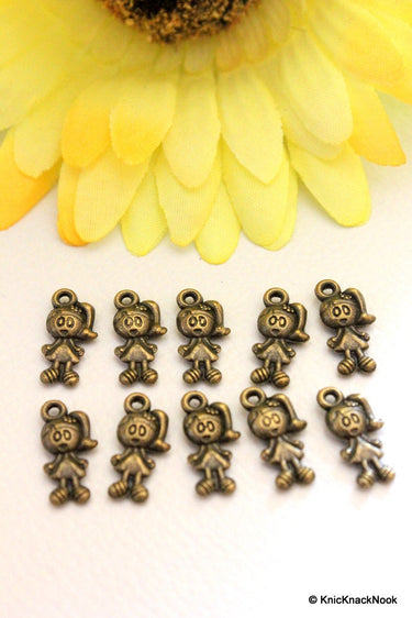 10 x Bronze Tone Girl Charms Pendants 8mm x 16mm